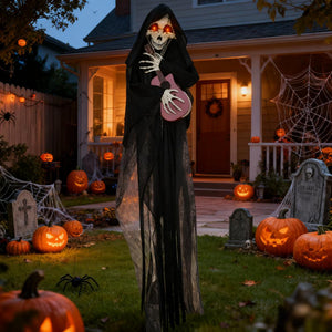 Guitar-Playing Grim Reaper Outdoor Halloween Decoration