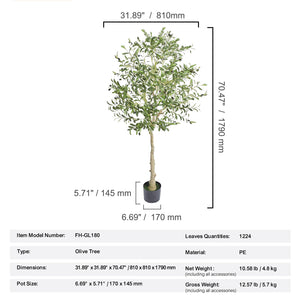 Artificial Olive Tree - 6 FT Tall Faux Plant