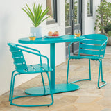 3-Piece Elegant Outdoor Bistro Set with 2 Chairs and Oval Table, Teal