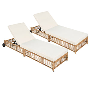 Outdoor Lounge Chair With 5 Position Backrest With Cushion And Wheels