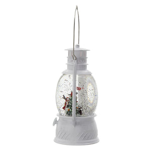 Christmas Plastic / Resin Lantern With Snowman & Tree LED / Water Spinning / 6 Hours Timer, 3*AA Batteries Required - White / Multi