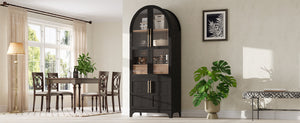 K&K 71" Tall Arched Kitchen Pantry Cabinet
