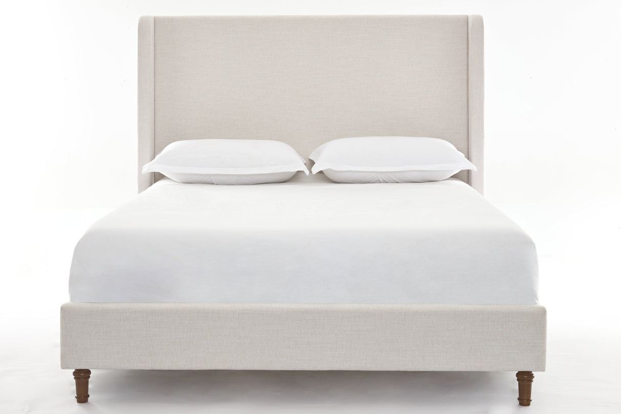 Harper upholstered bed, 54" headboard, textured ivory canvas