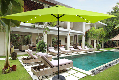 10x6.5ft solar led patio umbrella with crank & tilt