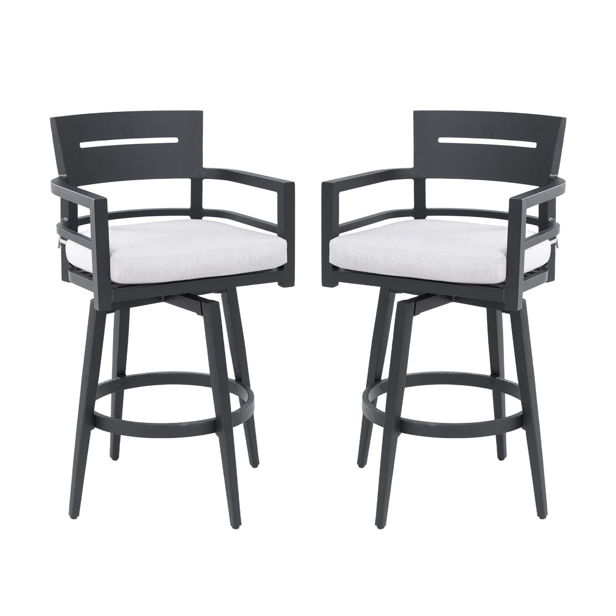 Outdoor Swivel Bar Chairs, 360 Degree Rotation, Ergonomic Backrest (Set of 2)