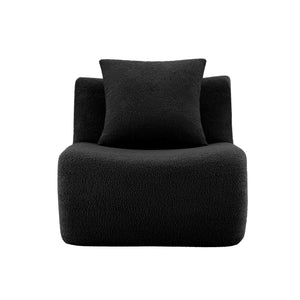 Armless Sofa With Pillow Teddy Fabric - Black
