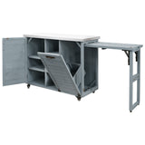 K&K 78.3' Outdoor Kitchen Island with Foldable Grill Table