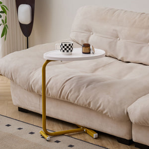 C-Shaped Side Table, Small Sofa Table for Couch and Bedroom