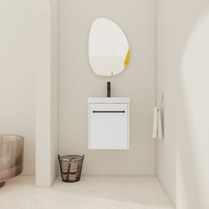 18" Floating Wall-Mounted Bathroom Vanity with Ceramic Sink