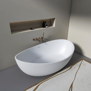 70 Inch Freestanding Solid Surface Soaking Bathtub