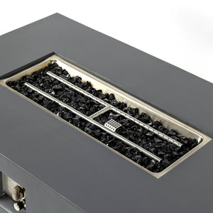 Volon Modern Rectangular Fire Pit Table in Light Gray