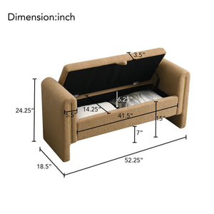 Modern Teddy Upholstered Large Bed End Bench With Arms And Storage