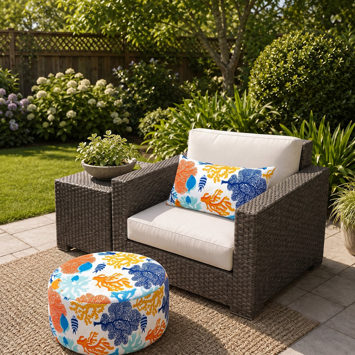 4 Pack Outdoor Lumbar Pillow with Inserts - Ocean Coral