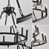 39.37 Inch 3-Tiers Wagon Wheel Chandelier