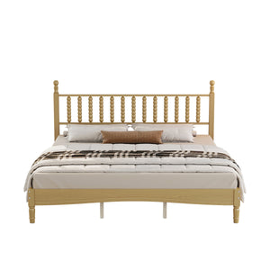 King Size Wood Platform Bed with Gourd Shaped Headboard