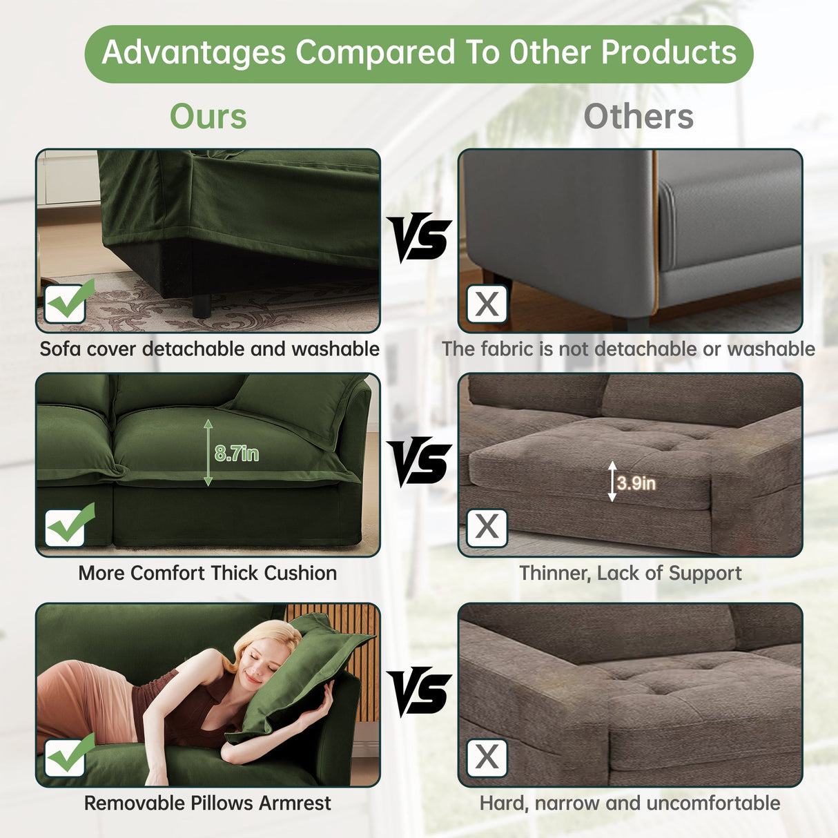 Chenille 3-Seat Slipcovered Sofa with Ottomans