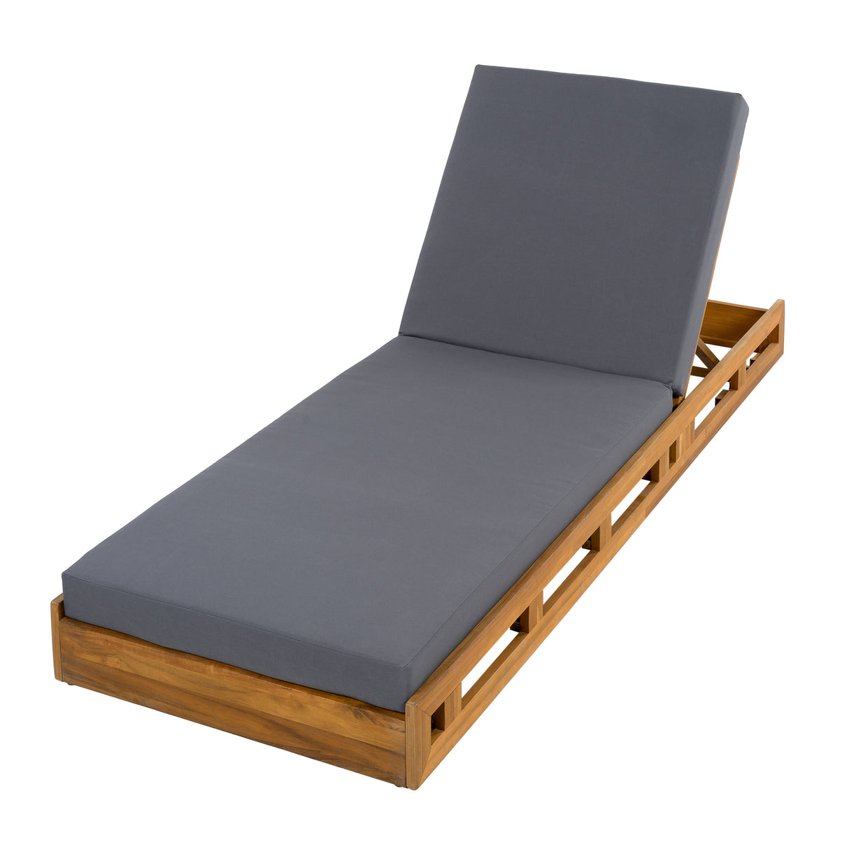 Lounge Chaise Set - Acacia Wood with Water-Resistant Cushions