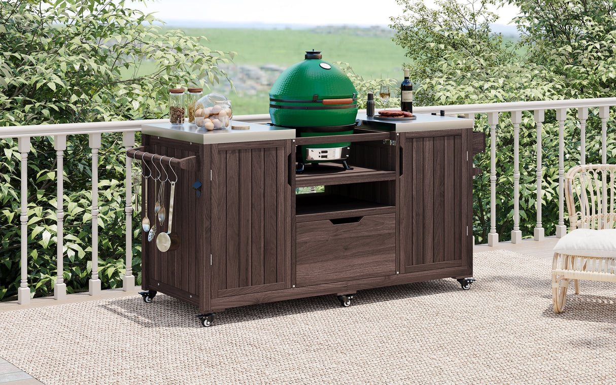 K&K 66.5' Outdoor Kitchen Island for Big Green Egg Grills