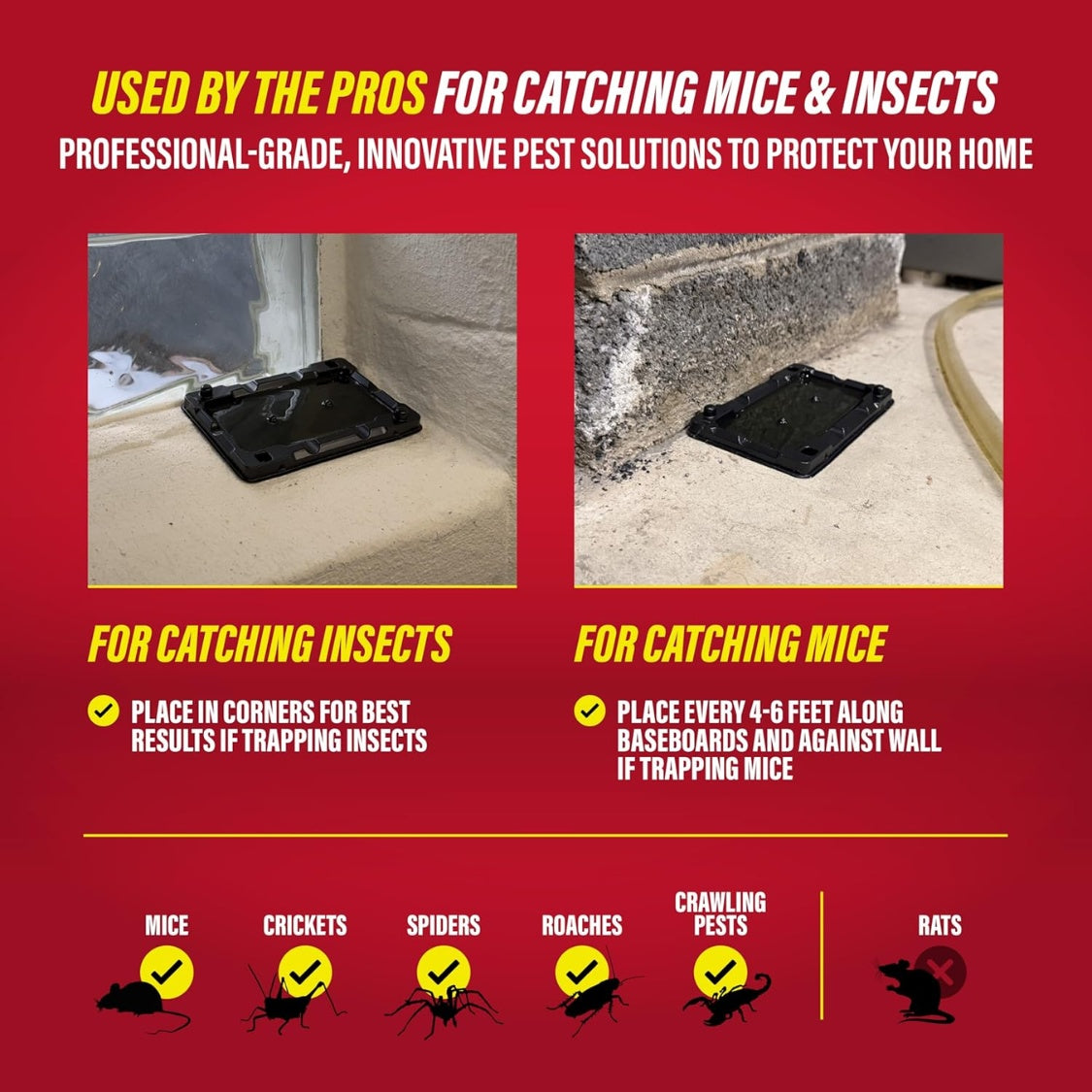 Mouse & Insect Glue Traps Heavy Duty – Pesticide-Free Sticky Boards for Mice, Roaches, Crickets & Crawling Pests