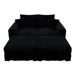 Deep Seat Convertible Sofa With Soft Pillows And Ottomans