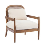 Elliston Rattan Backrest Solid Wood Accent Chair with Cushions, Set of 2