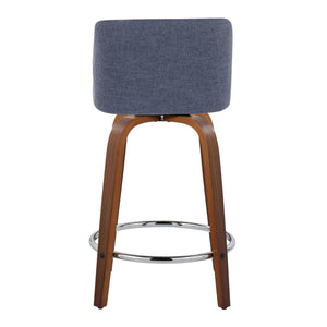 Toriano - Mid Century Modern Fixed Height Counter Stool With Swivel With Round Footrest (Set of 2)