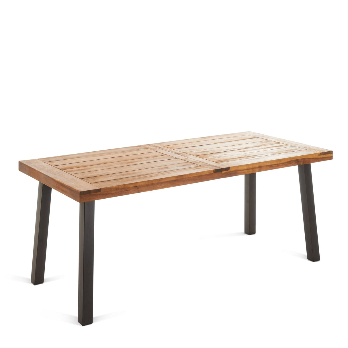 Della Modern Industrial Dining Table With Acacia Wood Top - Teak