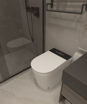 Compact Smart Toilet with Built-in Bidet Seat and Modern Tankless Design