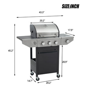 GigaTech 3 Burner Stainless Steel Propane Grill with Side Burner