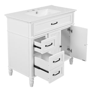 Bathroom Vanity With Sink, 2 Doors 2 Drawers, Freestanding Design