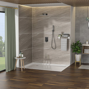 Dual Shower Head System With 12" Square Rain Shower And Rough In Valve