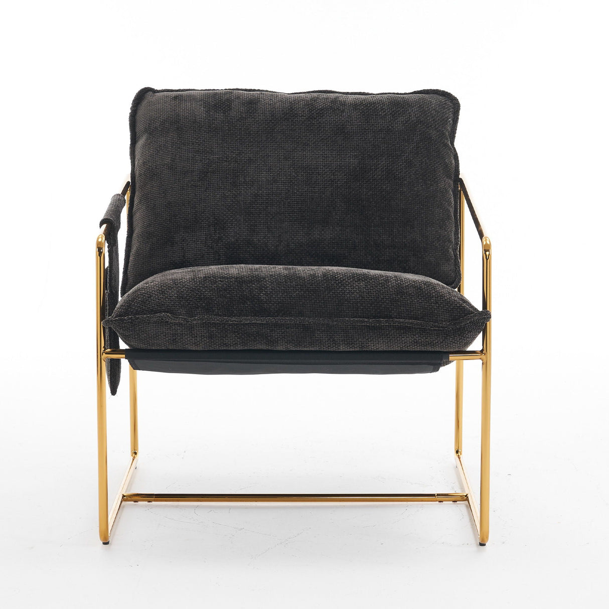 Upholstered Hanging Armchair With Arm Pocketsmetal Frame (Set of 2), Plated Craftsmanship, Crushed Foam Cushions And Skin-Friendly Woven Fabric For Living Room And Bedroom