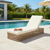 Beige and White Adjustable Sunlounge with Woven Rope Base