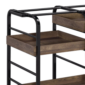 Vorrik Black & Walnut Finish Serving Cart