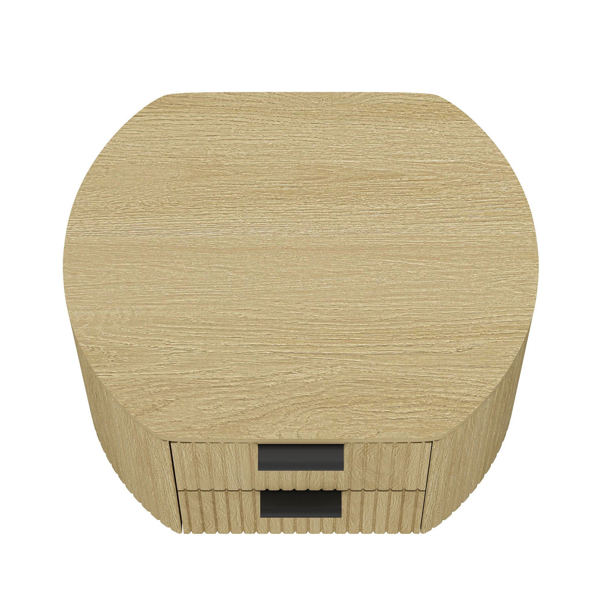 Oak Nightstand with 2 Drawers – Ribbed Texture