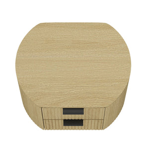 Oak Nightstand with 2 Drawers – Ribbed Texture