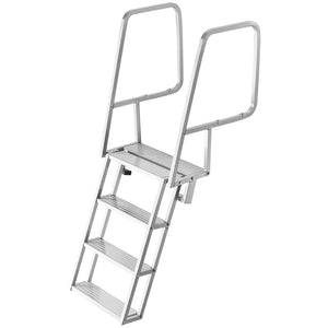 Flip-Up Dock Ladder, 4-Step, Heavy-Duty Aluminum Alloy Pontoon Boat Swim Ladder