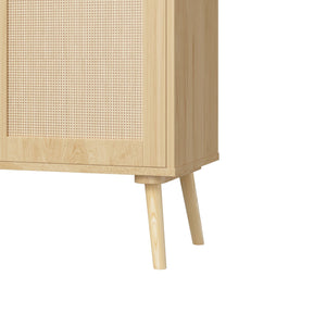 Dresser With Drawers And Adjustable Shelf - Antique Natural / Rattan