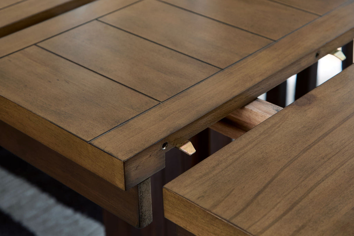 Rylandeen - Rectangular Dining Room Counter Height Extension Table - Light Brown / Dark Brown