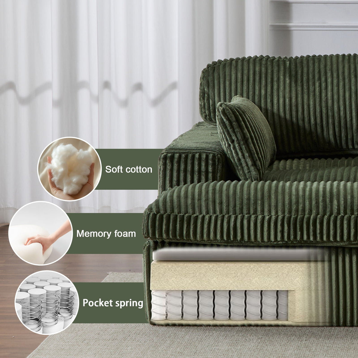 Double Chaise Lounge Chair, Oversized Upholstered Sleeper Cloud Couch