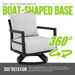 6PC Outdoor Conversation Set with Swivel Club Chairs