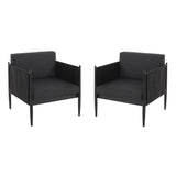 Dawson Outdoor Patio 2pcs Black Aluminum Club Chair Set with Water-Resistant Cushions