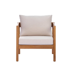 4 Piece Acacia Wood Patio Furniture Set with Soft Cushions
