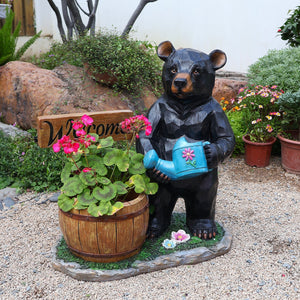 Outdoor Garden Sculpture Bear Flower Pot Planter