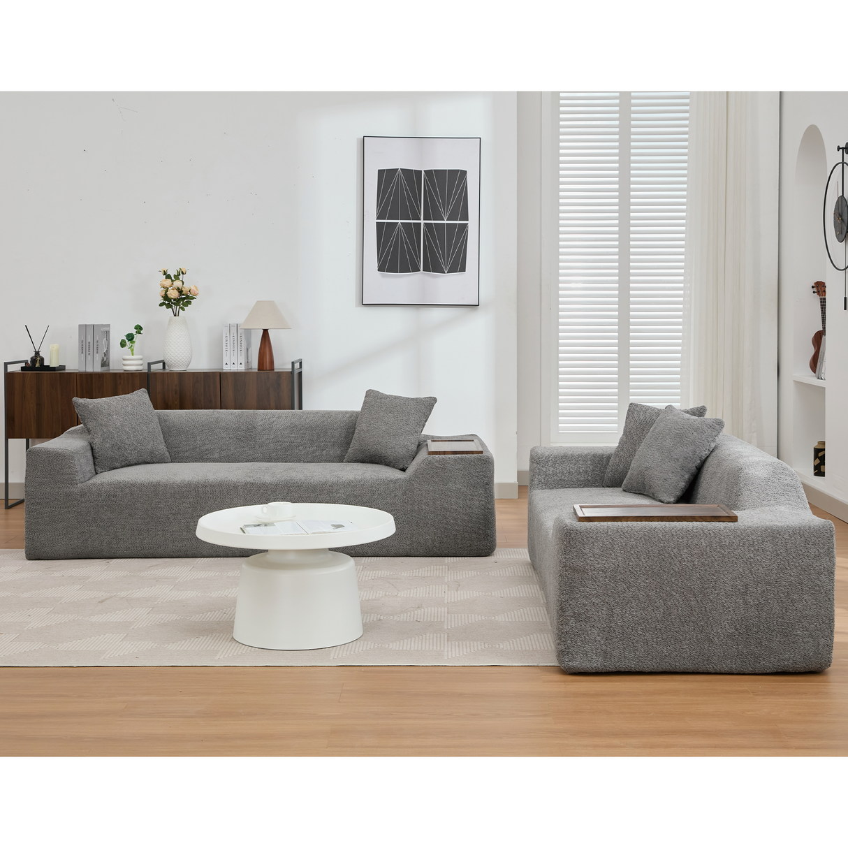 Modern 2 Piece Boucle Cloud Sofa Set