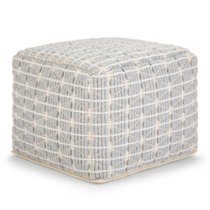 Noreen Square Pouf Light Blue White
