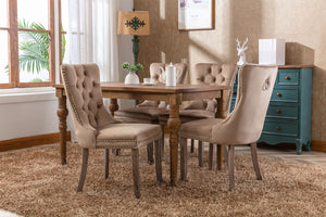 Nikki Collection Modern Tufted Velvet Upholstered Dining Chair - 2 Pieces, Khaki