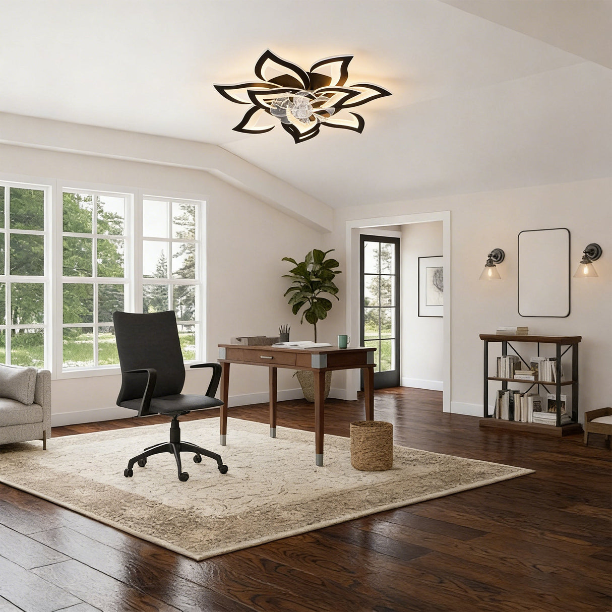 Modern Ceiling Fan with Lights Remote Control, 10 PCS Blades, 32"