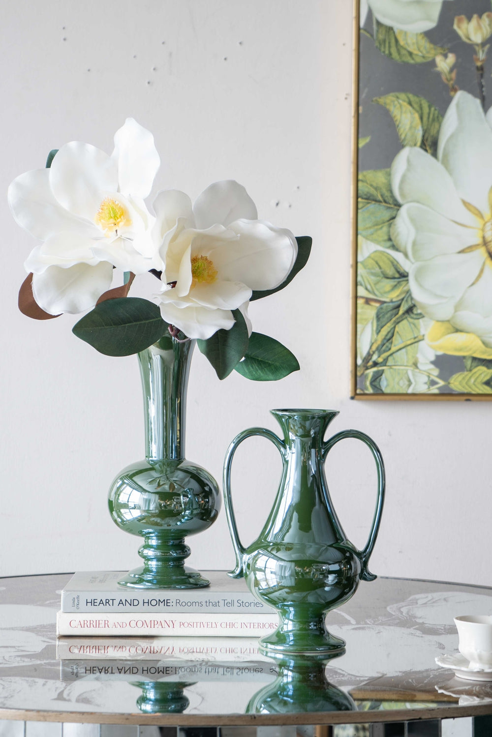 Aesthetic Round Dining Table with Floral Design