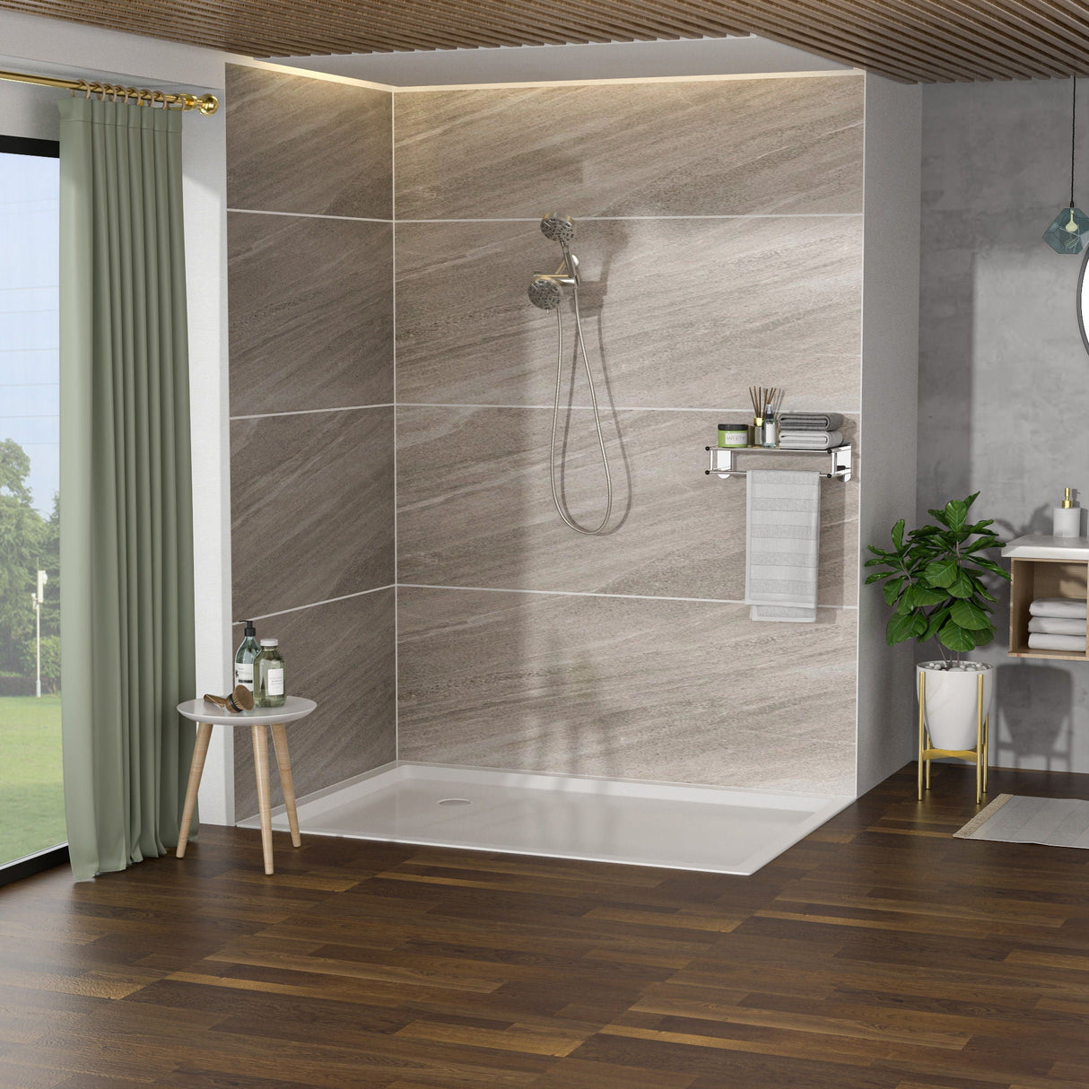 Multi Function Dual Shower Head 4.7" Rain Showerhead & 8 Function Hand Shower System - Brushed Nickel